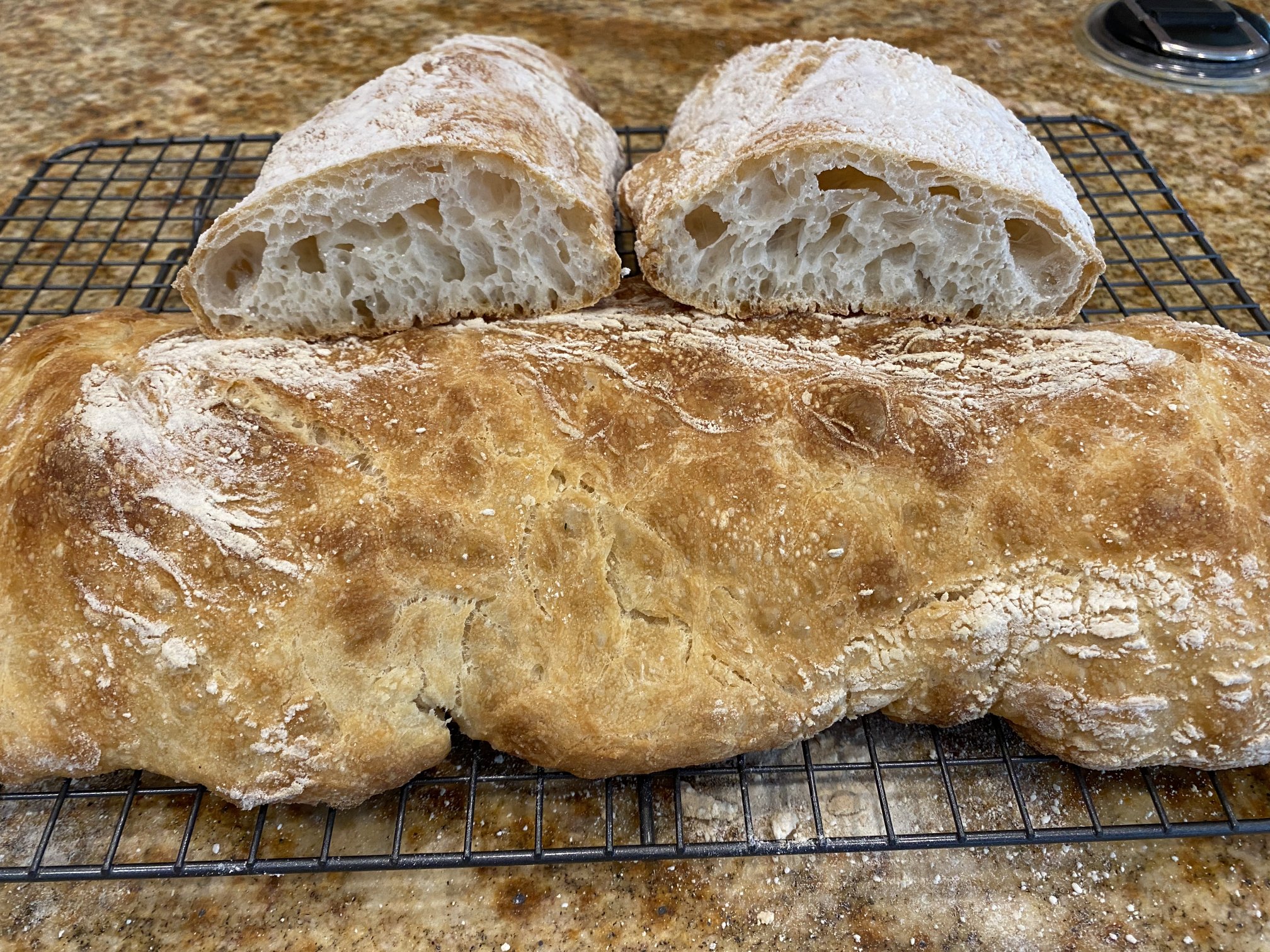 Finished Ciabatta Bread with interior shot