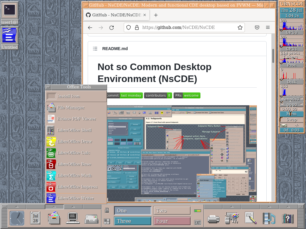 Screenshot of desktop with apps running etc.