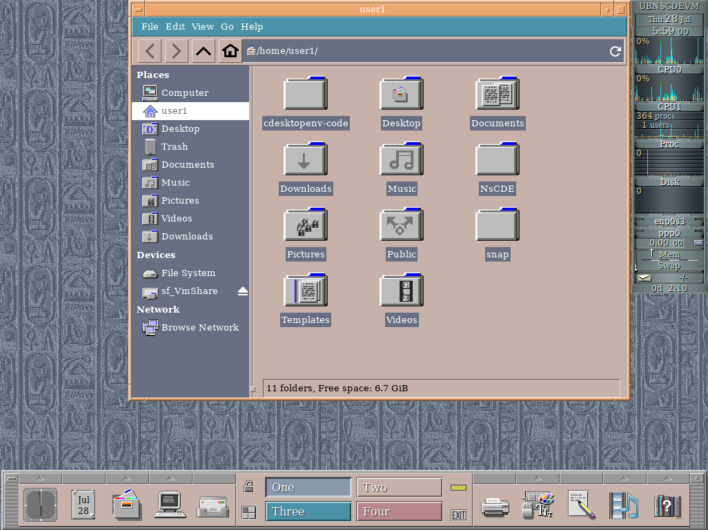Screenshot of NsCDE running Thunar File Manager